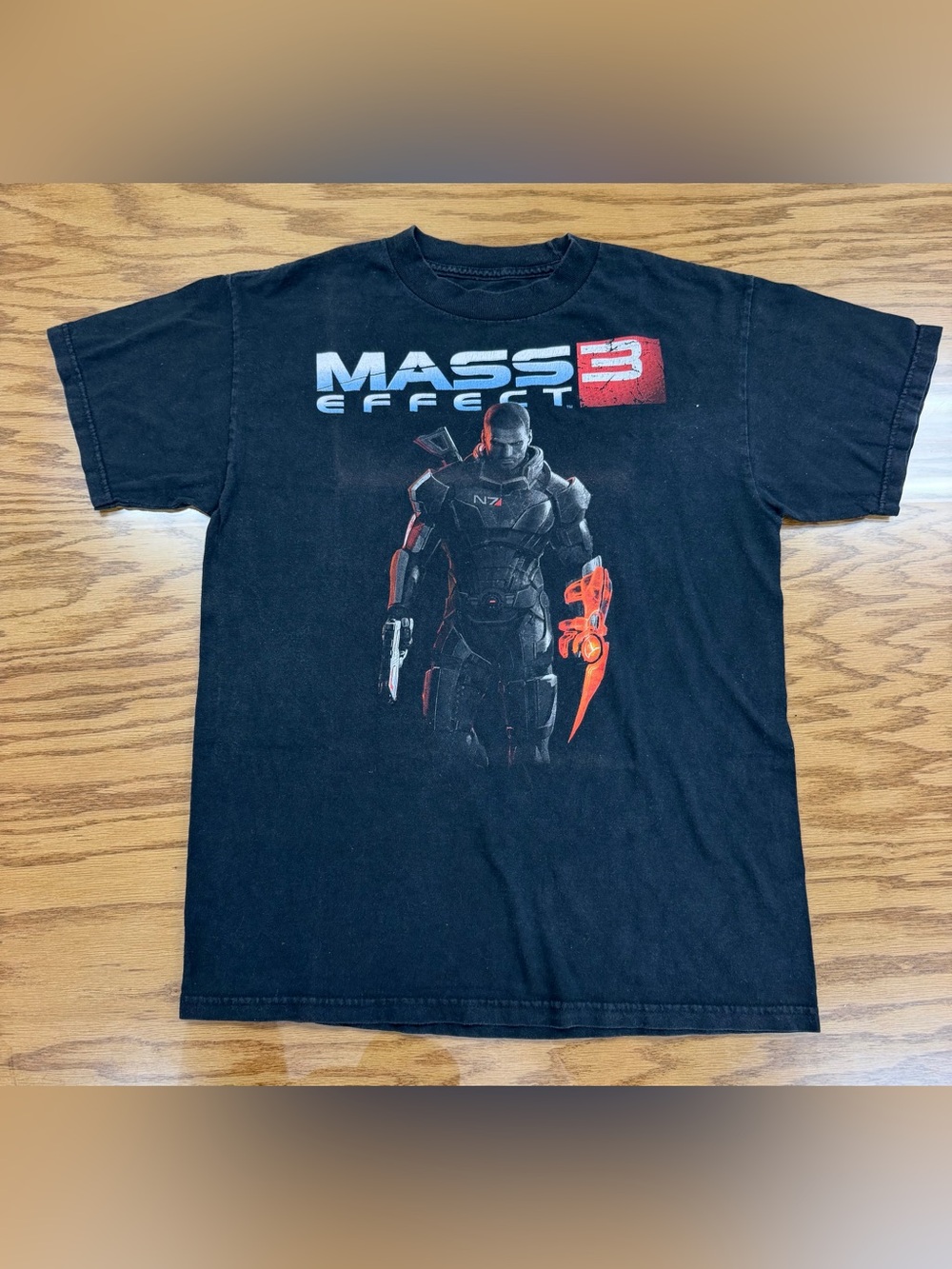 Mass Effect 3 Shirt Black Video Game N7 Fader Graphic Tee Bioware Promo M 19x26